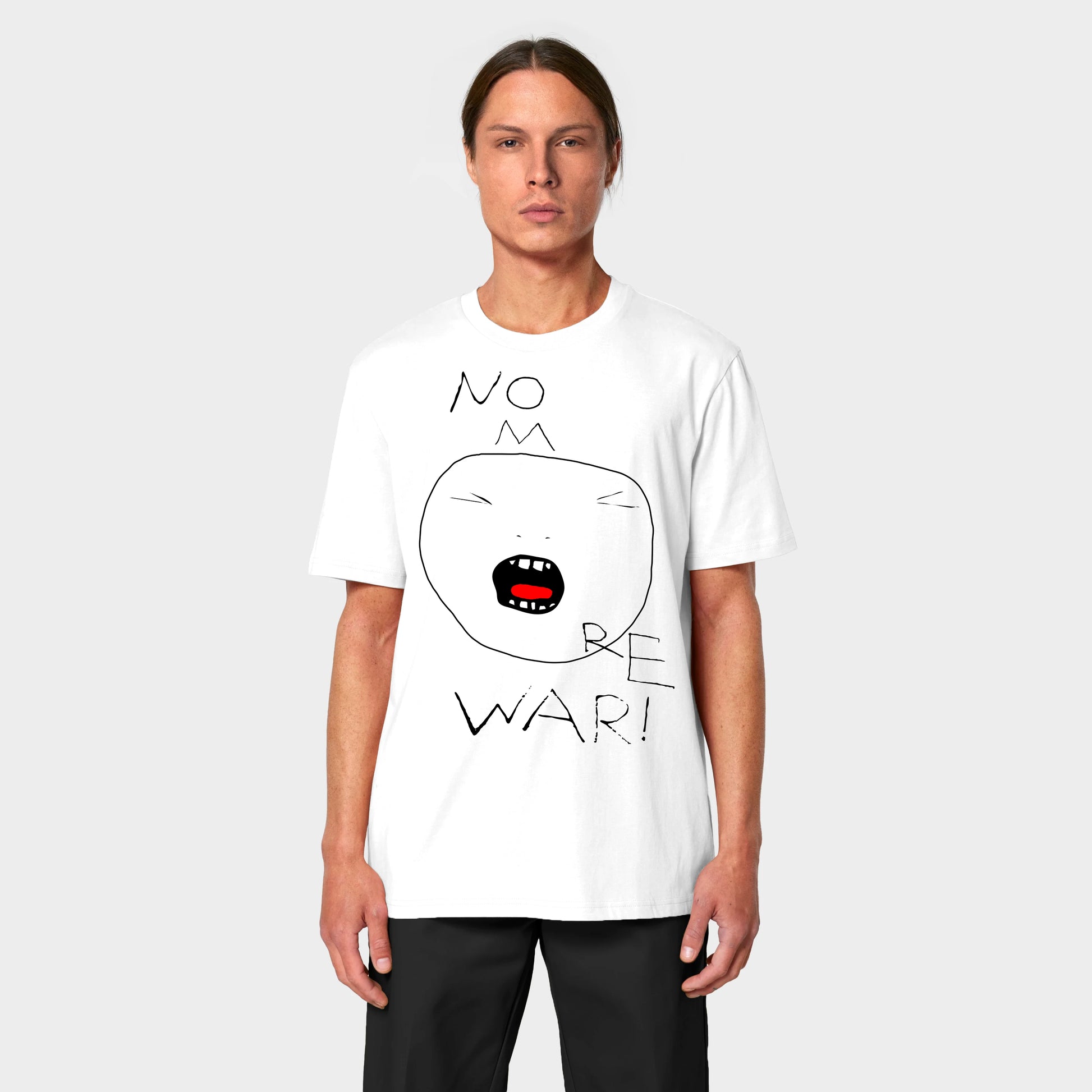 T-shirt z nadrukiem artystycznym „NO MORE WAR!”