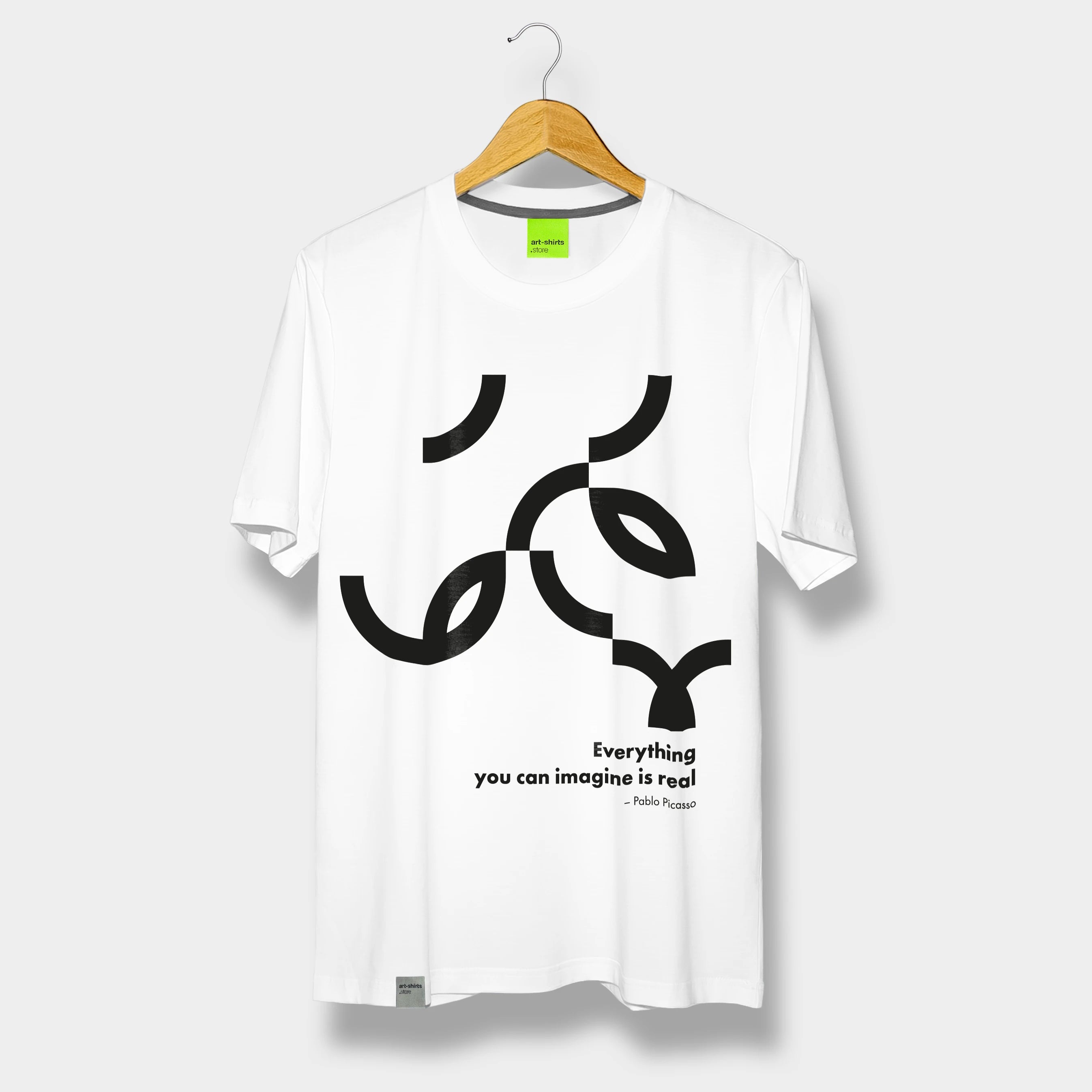 T-shirt z nadrukiem – Picasso, cytat – przód