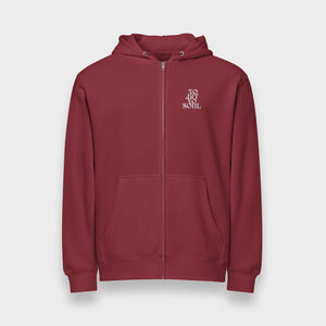 Bluza z kapturem na suwak "NO ART NO SOUL" w kolorze burgund