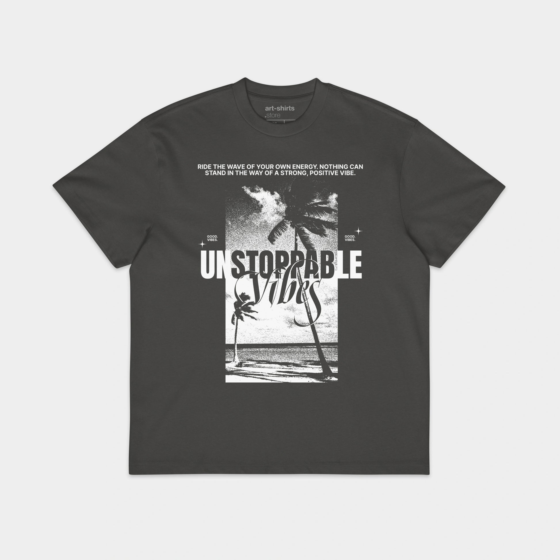 Szary T-shirt Box Tee „Unstoppable Vibes”
