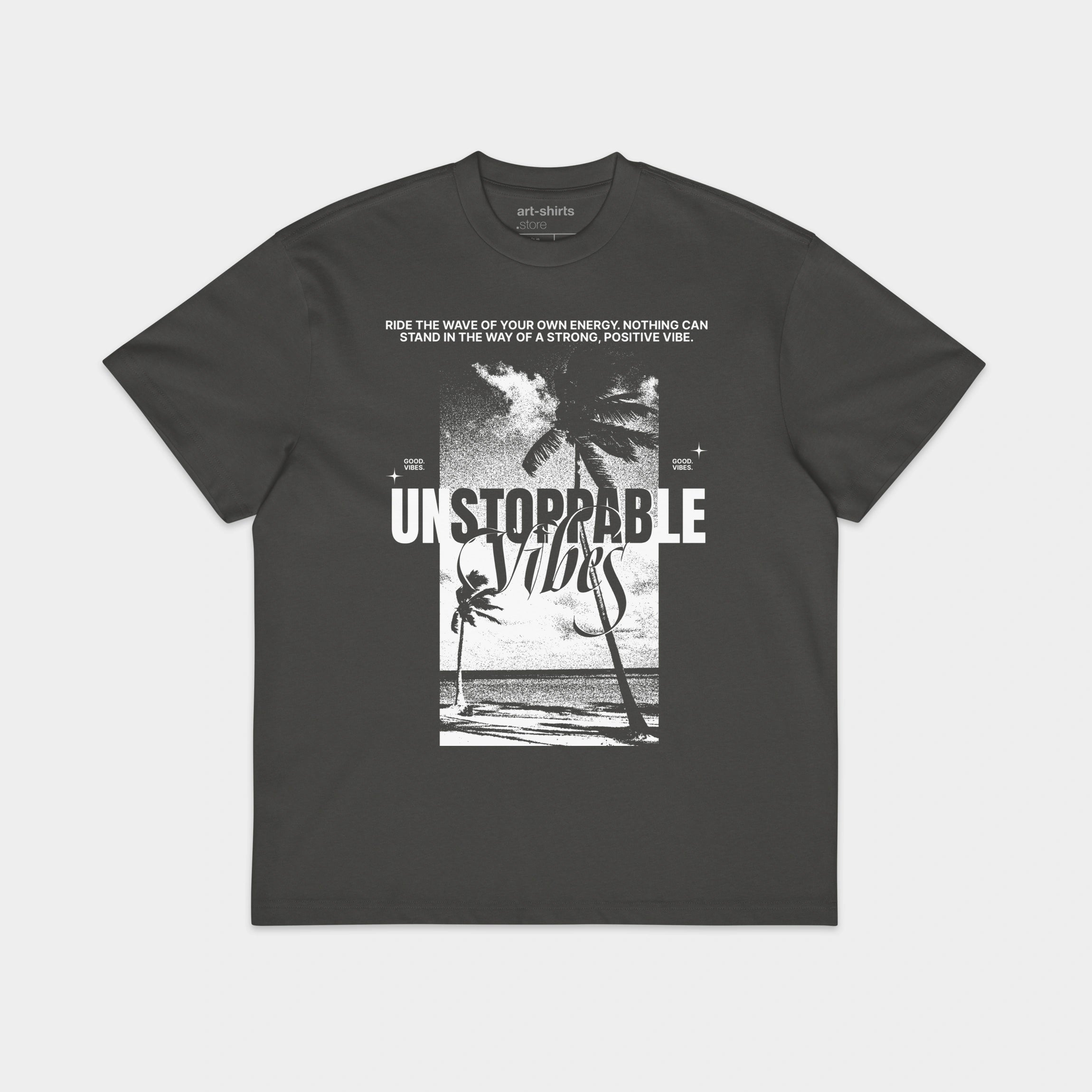 Szary T-shirt Box Tee „Unstoppable Vibes”