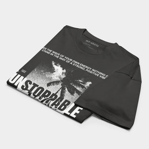 Szary T-shirt Box Tee „Unstoppable Vibes”