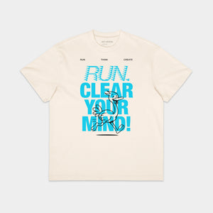 T-shirt oversize z nadrukiem „RUN. CLEAR YOUR MIND!"