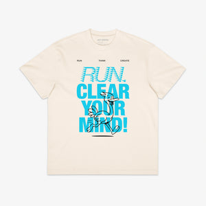 T-shirt oversize z nadrukiem „RUN. CLEAR YOUR MIND!"