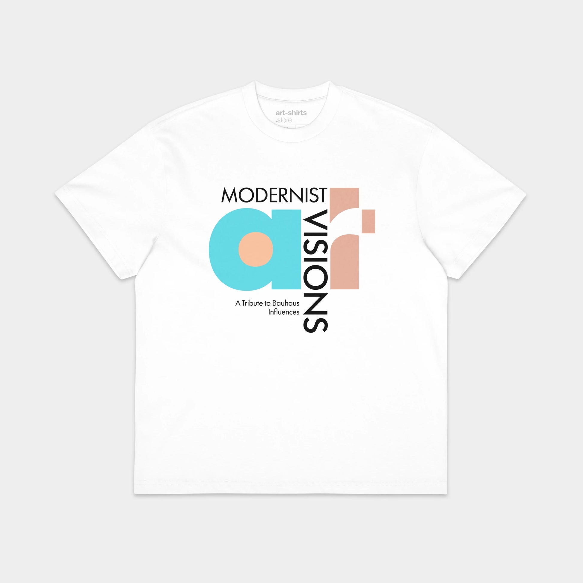 Koszulka oversize biała z artystycznym nadrukiem „ART. MODERNIST VISIONS"