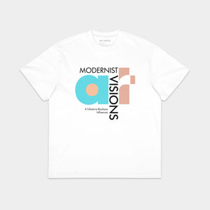 Koszulka oversize biała z artystycznym nadrukiem „ART. MODERNIST VISIONS"