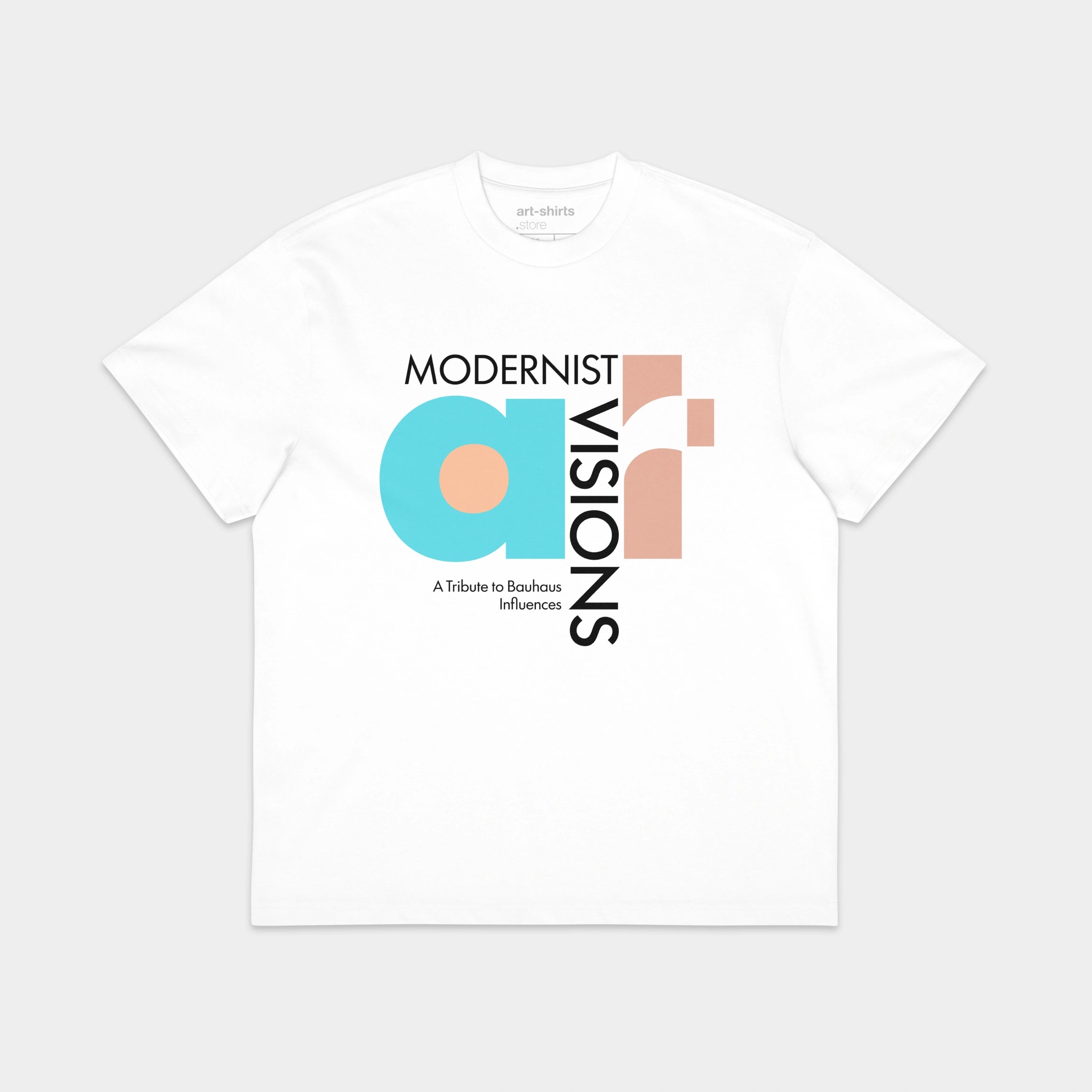 Koszulka oversize biała z artystycznym nadrukiem „ART. MODERNIST VISIONS"