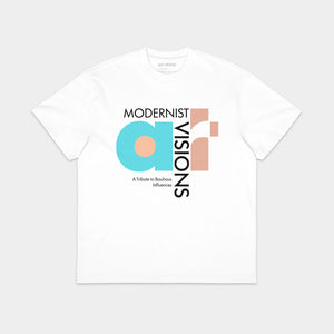 Koszulka oversize biała z artystycznym nadrukiem „ART. MODERNIST VISIONS"