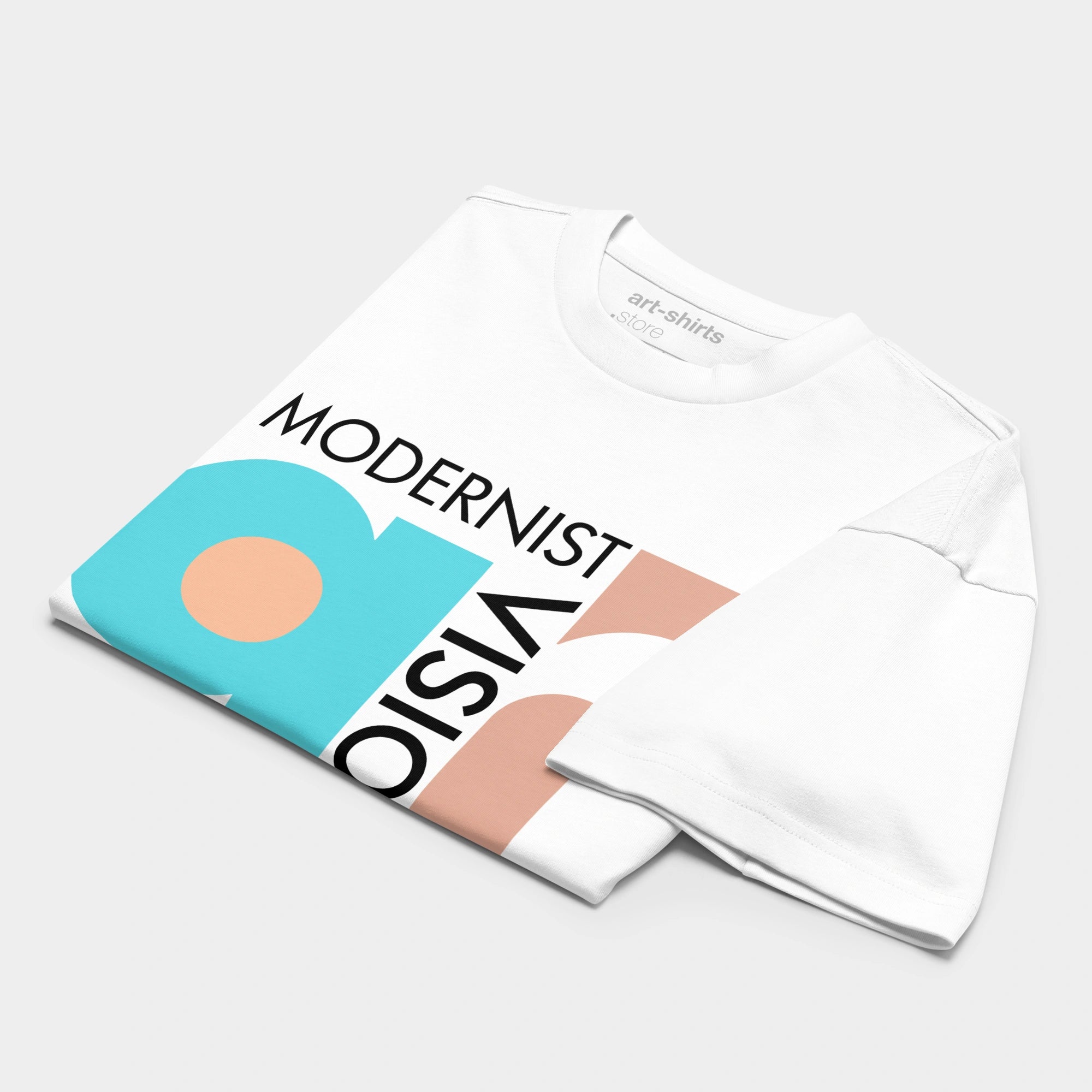 Koszulka oversize biała z artystycznym nadrukiem „ART. MODERNIST VISIONS"