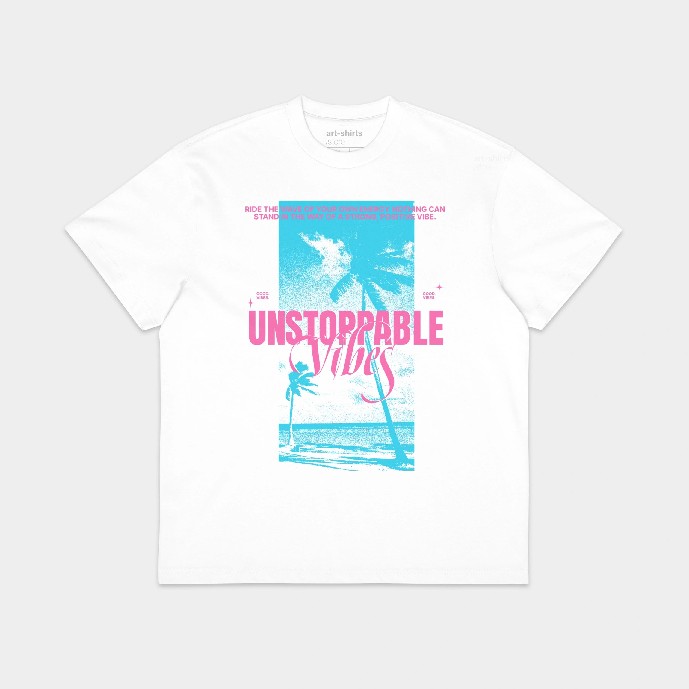 Biały T-shirt Box Tee „Unstoppable Vibes”