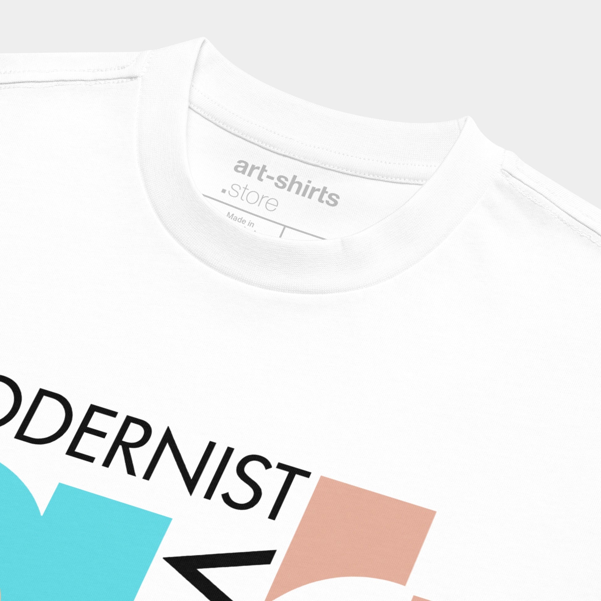 Koszulka oversize biała z artystycznym nadrukiem „ART. MODERNIST VISIONS"
