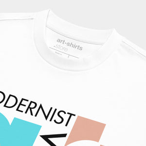 Koszulka oversize biała z artystycznym nadrukiem „ART. MODERNIST VISIONS"