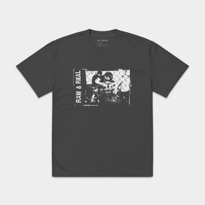 T-shirt oversize z nadrukiem RAW & REAL – przód