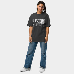 T-shirt oversize z nadrukiem RAW & REAL – przód