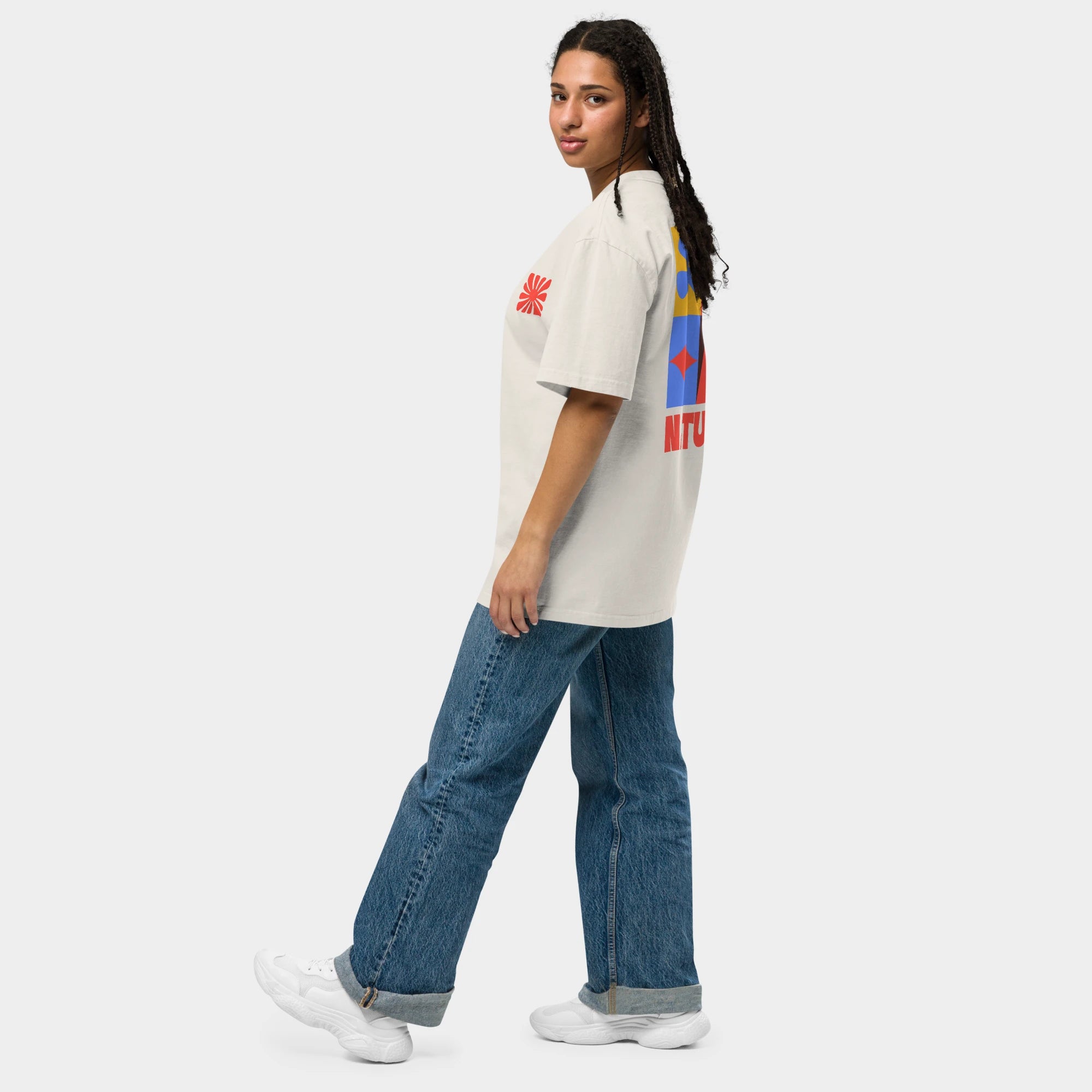 T-shirt oversize z nadrukiem „NATURE”