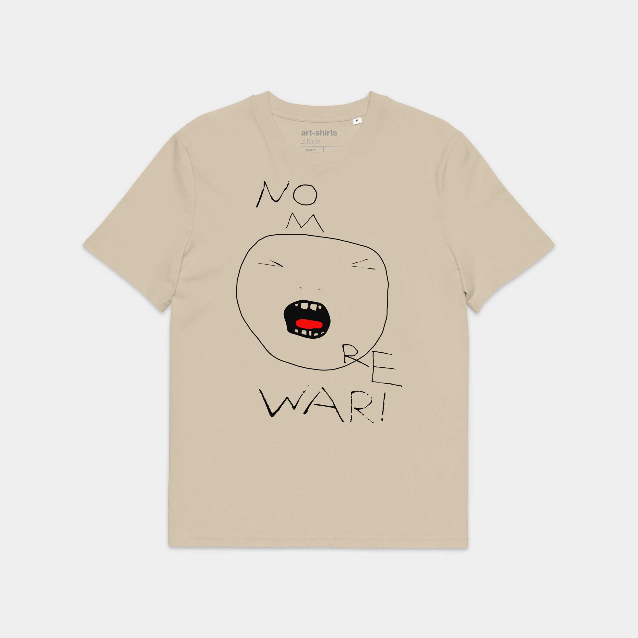T-shirt z nadrukiem artystycznym „NO MORE WAR!” – przód