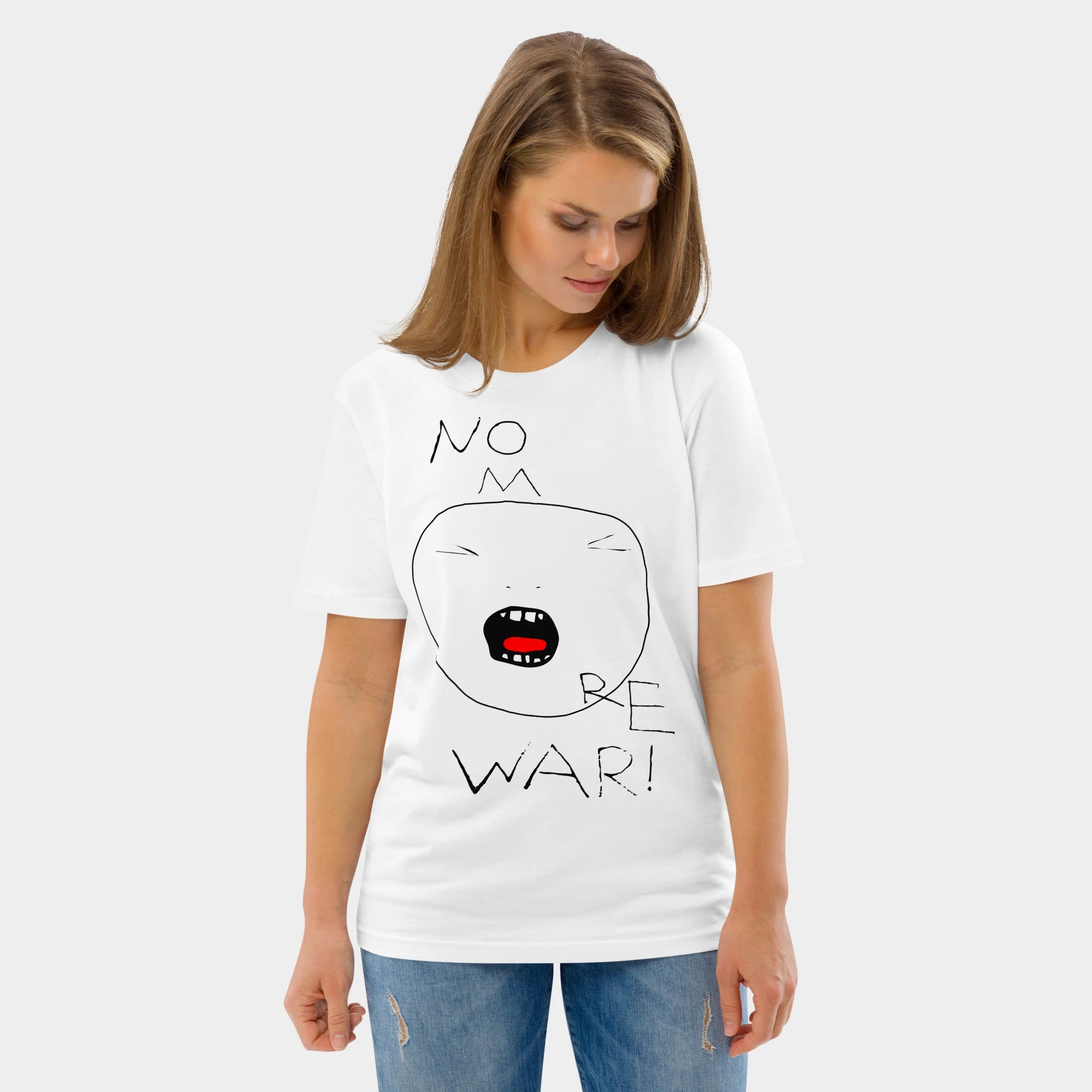 T-shirt z nadrukiem artystycznym „NO MORE WAR!”