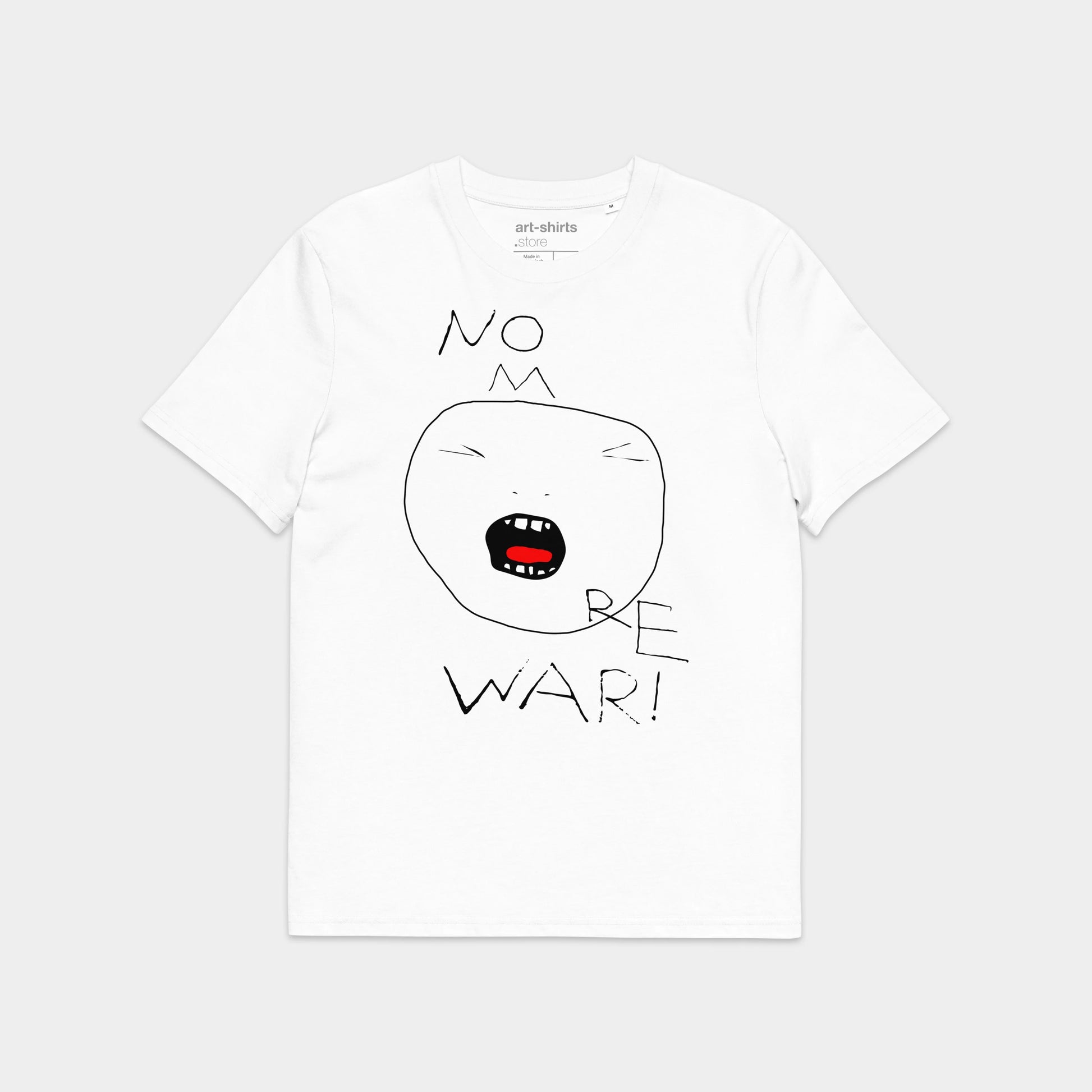 T-shirt z nadrukiem artystycznym „NO MORE WAR!” – przód