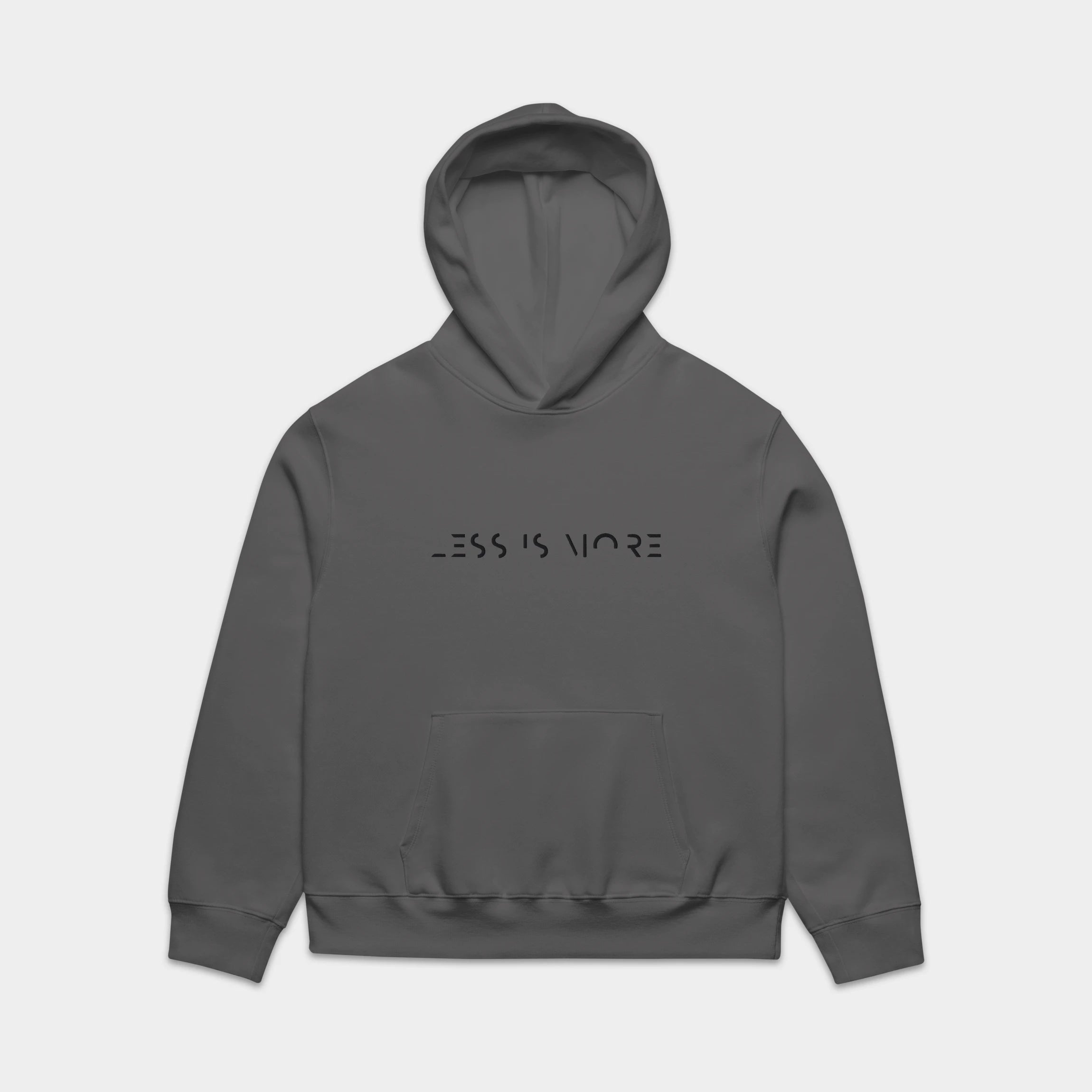 Bluza z kapturem z haftem „LESS IS MORE” – przód